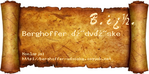 Berghoffer Üdvöske névjegykártya